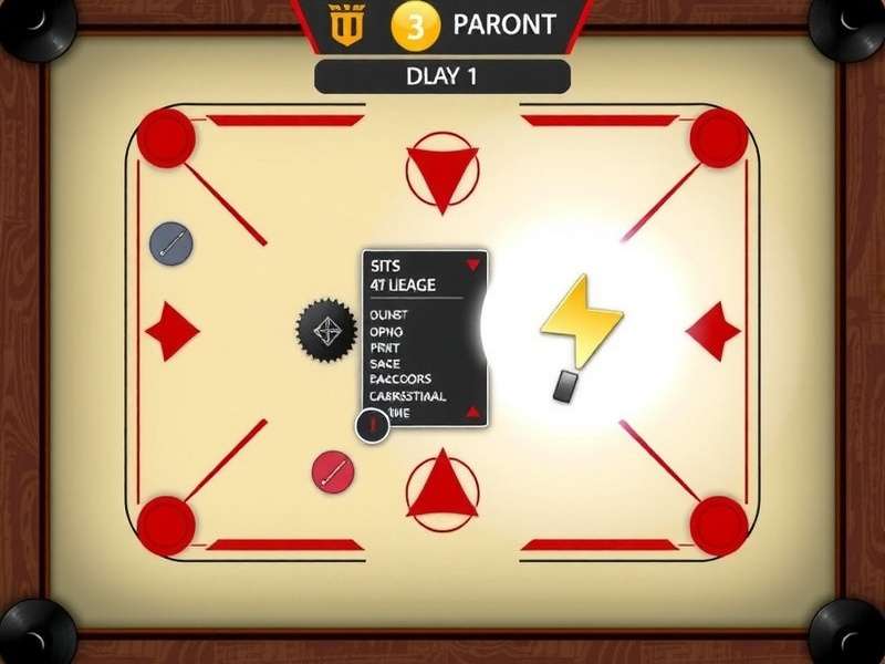 Carrom Turbo Champion gameplay showing power-up activation during a match